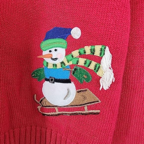 Tiara International Vintage Christmas Cardigan S Fur Trim Beaded Button Up Ugly - Picture 6 of 9